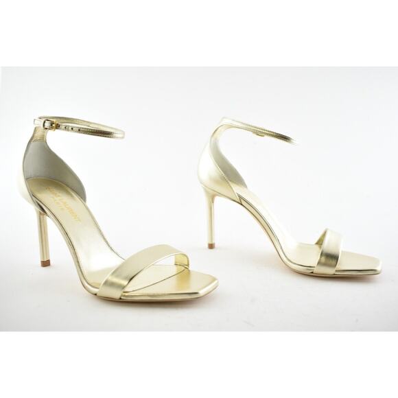 Saint Laurent Amber 85 Platino Gold Leather Ankle Strap Sandal Pump Heel 36.5 - Picture 4 of 11